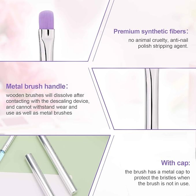 2pcs Nail Clean up Brushes, Painting Gel Manicure Brushes for Fingernails with Flat & Angled Acrylic Head Pen Painting Remover Tools for Nail Design Art & Polish Mistake Cleaning