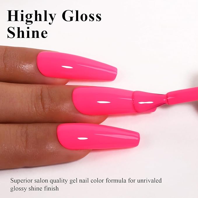 Imtiti Pink Gel Nail Polish, 0.5 Fl Oz Neon Pink Gel Polish Soak Off LED UV Spring Summer DIY Nail Art Starter Manicure Salon