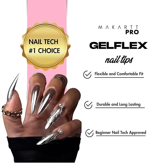 MakarttPro GelFlex Soft Gel Tips 500pc Box – Long Round Shape – 14 Sizes 00–9 – Clear Soft Gel Extensions – Easy to Apply, Lightweight, Professional Salon Quality