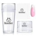 Beetles French Tip Nail Stamp Tool 4Pcs Short Clear Silicone Nails Stamping and Long French Tip Stamper with Nail Scraper Art Tips Printing Stamper Tool Set for Manicure Home DIY Salon