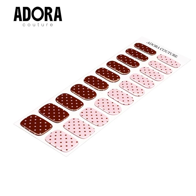 Semi-Cured Gel Nail Strips - 20 Salon-Quality Gel Sticker with UV Light Required, Long Lasting, Easy Application & Removal, Includes Prep Pad, Nail File, Wooden Stick (Dots Deluxe)