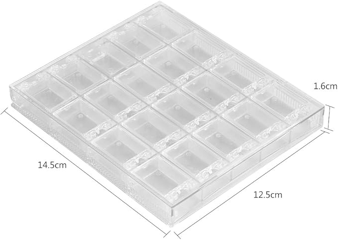 20 Grids Transparent Rhinestone Box Detachable Nail Art Box Acrylic Nail Art Decorations Storage Box Container Case for Storing Nail Art Decorations Rhinestone Beads Non-toxic Harmless