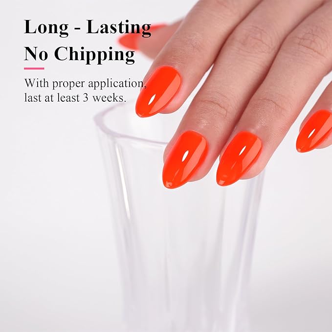 Imtiti Gel Gel Nail Polish, Neon Orange Red, 0.5 Fl Oz Soak Off LED UV, DIY Nail Art Kit for Women & Girls