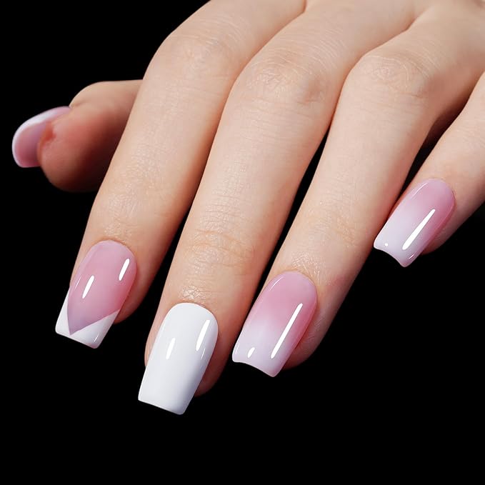 AILLSA Short Square Nail Tips 15 Sizes 240pcs Full Cover Gel Tips Double Matte No Need Base Coat Fake Soft Nail Tips for Press On Nail Extension