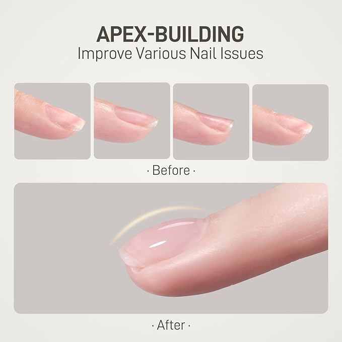 GAOY Gel Top Coat, Builder Gel and Base Coat Set, 6 Pcs 16ml Clear Glossy No Wipe Combination for Long Lasting UV Light Cure Nail Art DIY