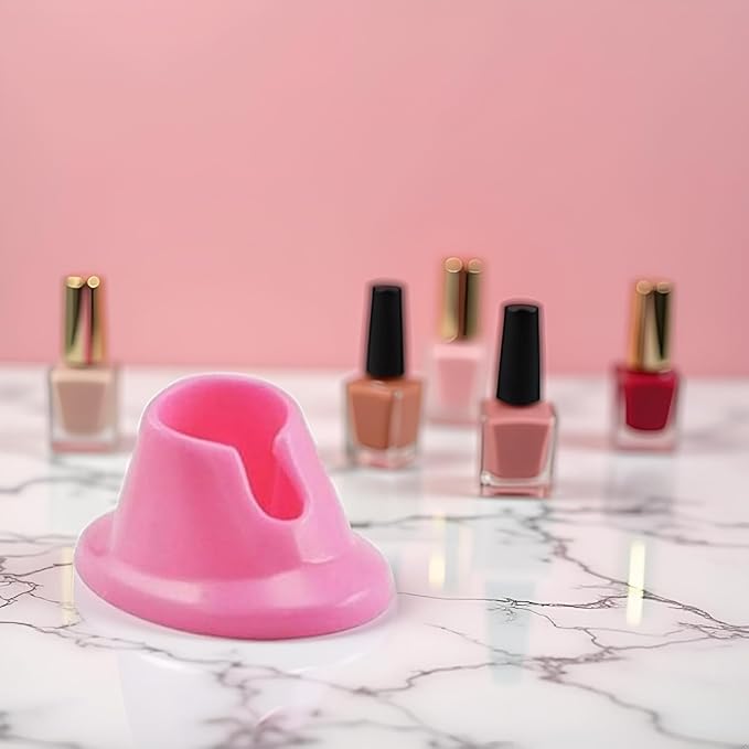 2Pcs Pink Nail Polish Bottle Holder Soft Rubber Anti-Spill Nail Polish Stand Display Manicure Tools