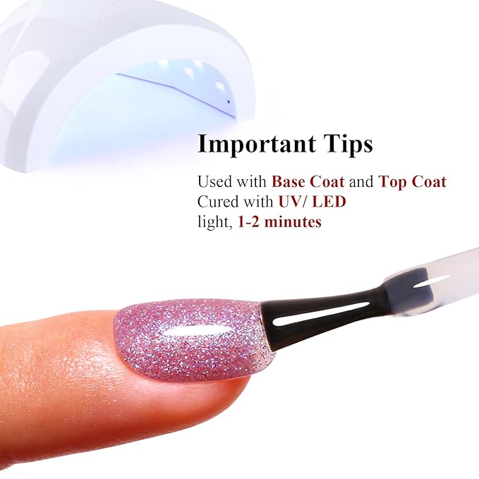 Mermaid Iridescent Glitter Gel Nail Polish - Sparkle Shimmer Gel DIY Manicure 15ML