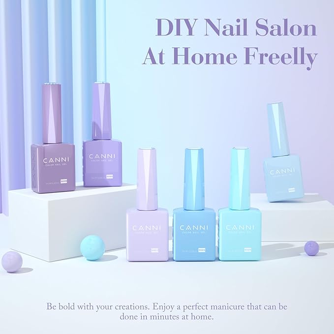 CANNI Purple Gel Nail Polish Set – 6 Colors (Lavender, Ice Blue, Lilac, Baby Blue, Light Purple), 9ML Soak Off UV LED Gel Nail Kit for DIY Nail Art & Home Salon