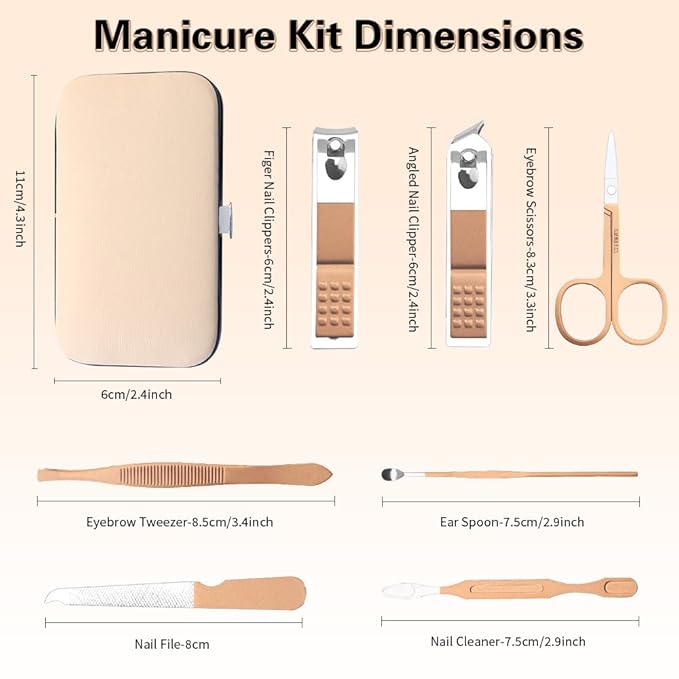Nail Clipper Set, Manicure Kit for Women, Manicure and Pedicure Kit, Grooming Kit for Women, Pink Mini Travel Nail Kit, Stocking Stuffers, Christmas Gifts Present for Girlfriend, Family, Rose Gold