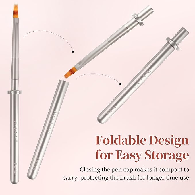 BQAN 1Pcs Nail Ombre Brush Nail Art Gradient Painting Brush With Metal Handle Gel Polish Nails Art Design Pen Salon DIY at Home
