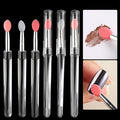 6Pcs Chrome Nail Powder Applicator Brushes, Silicone Head Nail Art Brushes With Cover, Reusable Nail Glitter Powder Pigment Pen Brush, Nail Art Applicator Tools, Lip Eyeshadow Makeup Stick
