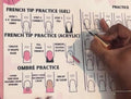 Gel & Acrylic Nail art Practice Sheet,Reusable Nail Art Training mat DIY Sticker Stencil Guide French Tip stiletto Nail Sculpting 3D Nail Design Worksheet Nail Tech Practice Gel X acrylic nails (5)