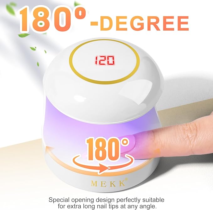 MEKK Mini UV Light for Gel Nails, 18W Cordless Single Finger UV LED Nail Lamp, Portable Small Professional Flash Cure Lamp for Detail Work, Compact Design for Beginners, Travel, Home - White