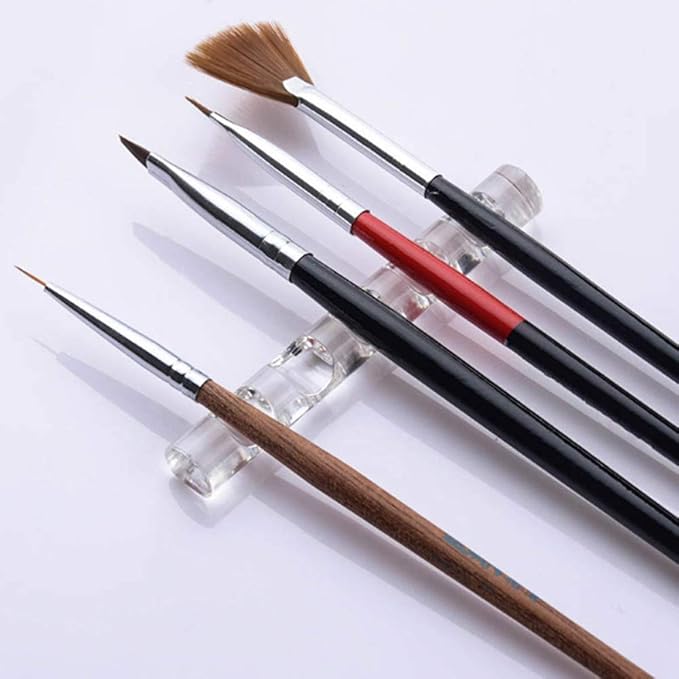 Transparent Brush Holder Nail Art Acrylic Simple Transparent Pen Brush Stand Brush Rest Brush Rest for 5 Nail Pens Gel Nails Nail Tools Nail Supplies Stylish Useful Paint brush holder Nail Art Brushes