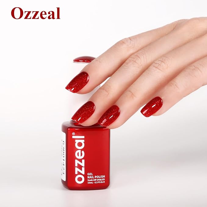 Christmas Red Glitter Gel Nail Polish, Sparkle Shimmer, 0.5 Fl Oz (Pack of 1), Long Lasting, Salon Quality, Non-Toxic