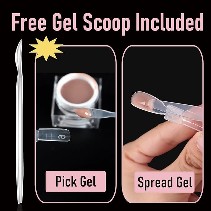 Dual-ended Short Nail Mold Kit, Square & Almond Shape, Embeddable Ultra-Thin Seamless Measured Nail Forms with Gel Scoop, 15 Sizes 75Pcs