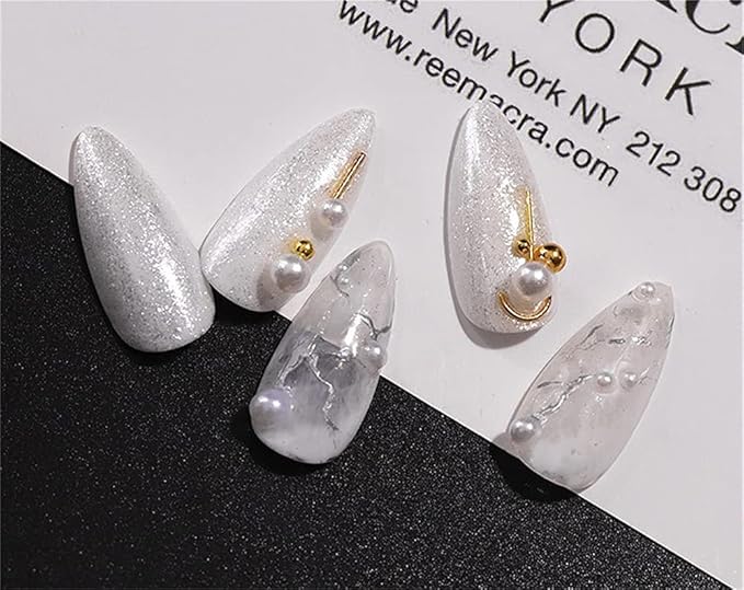 28 Grids Mixed Size DIY Half Pearl Bead Charming Nail Art Decoration Flat White Circle Beads Studs Manicure Jewelry Gems DIY Craft with Plastic Box