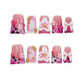 10pcs Handmade Press on Nails Medium Duck Curve Shape – 3D Floral Mushroom Jelly Shell Bow Cherry Chrome Bling Thick Reusable Fake Nails,Boho Y2K Aesthetic Accessories (pink leopard, XS)