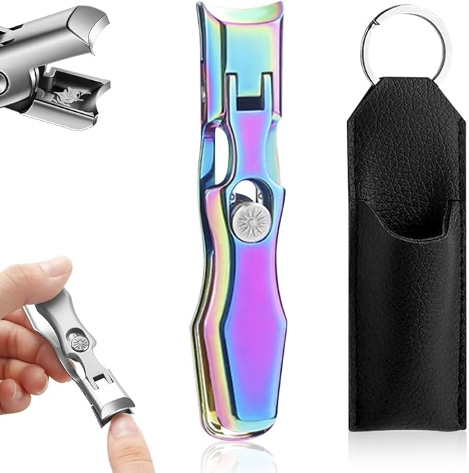 Stainless Steel Large Mouth Nail Clippers, 2025 Upgrades Large Wide Jaw German Clipper for Thick Nails, Angled Head Long Handled Toe Nail Clippers with Wide Jaw Opening (Colorful)