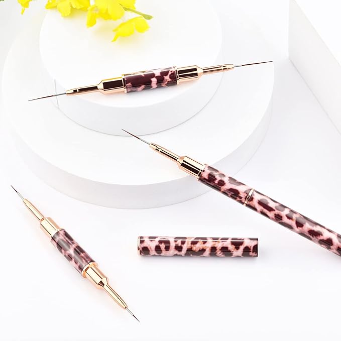 Nail Art Brushes - Double-Ended Nail Art Liner Brushes 10 Heads Striping Liner Brush Set Nail Design Brushes for Elongated Long Lines, Thin Details, Fine Drawing Nail Brushes for Nail Art, Striper Brushes Lengths 5/7/9/11/14/15/17/20/22/25mm