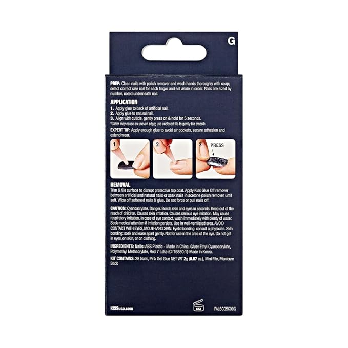 KISS False Nails Kit, Gel Fantasy Allure Ready to Wear Sculpted Nails, Stick and Glue Included, Long Length, Almond Shape with 3D Accent, Long-Lasting Hottest Trend Glue on Nails
