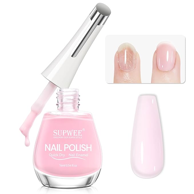 Sheer Nail Polish Quick Dry，Regular Air Dry Fast Fingernail Lacquer Base Coat, Help Nail Strengthener, Hardener, Strong and Growth 0.54 fl.oz