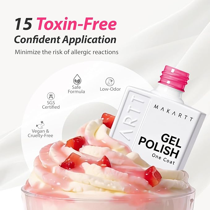 Makartt Ultra-Pigmented Rose Red Gel Nail Polish 15ml One N'Done Gel Polish One-Coat High-Gloss Ceramic Shine, Salon-Grade UV Nail Art Manicure DIY Salon Home - Pop Crush