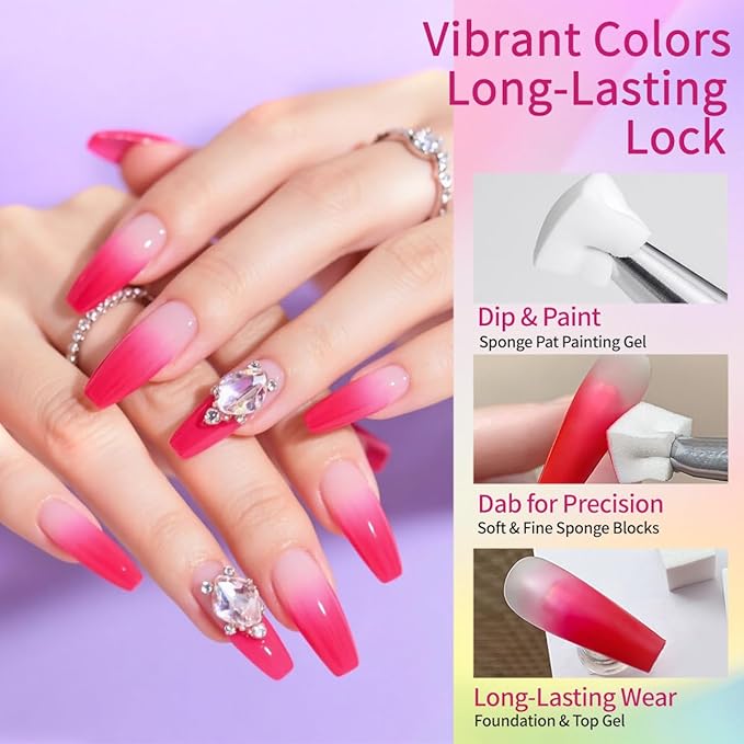 78 Colors Ombre Gel Polish Set Sponge Pat Paint Nail Gel for Gradient Color Floral Designs and Artistic Painting PatGel Polish for Professional Nail Art Creative DIY