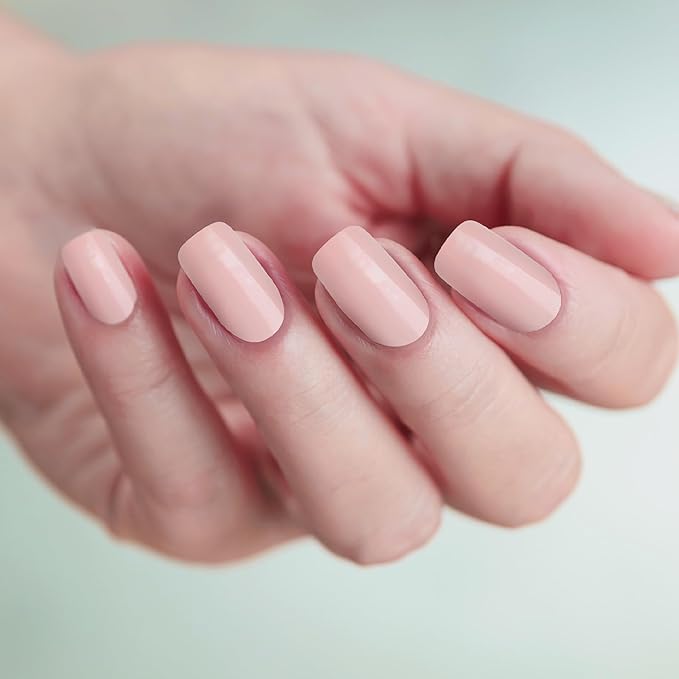 GoldFinger False Nails Kit, Ready to Wear Natural Pink Fake Nails, Manicure Stick and Glue Included, Medium Squavol Shape, Long-Lasting Hottest Trend Glue on Nails, Convenient & Easy to Apply