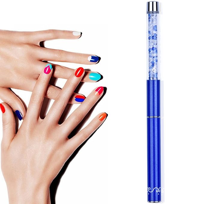 1Pcs Oval UV Gel Nail Brush Rhinestone Handle Professional Nail Art Tools Size 8