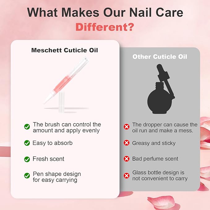 Meschett 3PCS Nail Cuticle Oil Pens with Nail File, Cuticle Oil for Nails from Natural, Nail Oil Cuticle for Cracked and Dry Nail(Lavender & Watermelon & Osmanthus flowers Flavor)