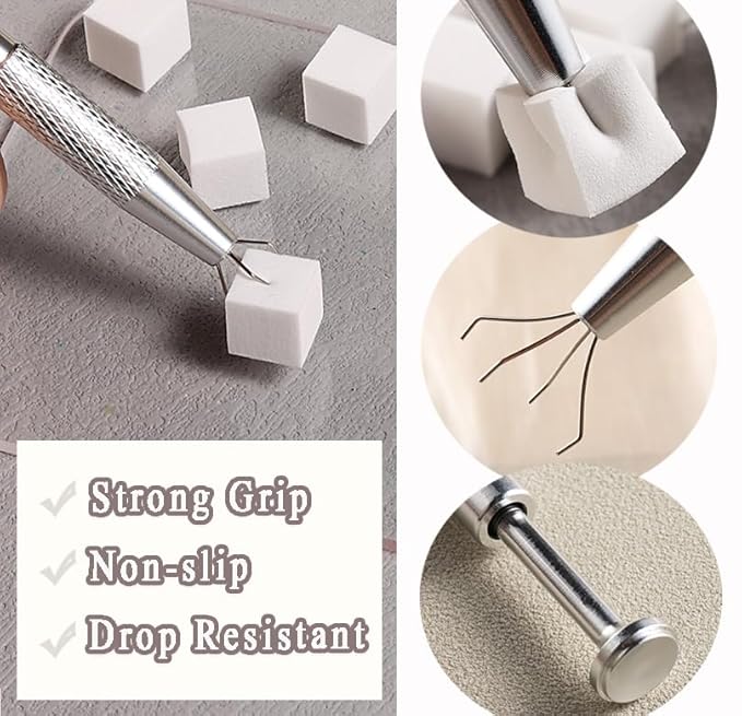 150pcs Ombre Sponge for Nails FSpronail Mini Sponges Gripper Pen Foam Sponge Aura Nail Sponge White Nail Polish Sponges Nail Art Manicure Tools Supplies - Silver