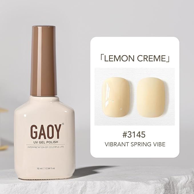 GAOY Pastel Yellow Gel Nail Polish, 16ml Soak Off Gel Polish, UV Light Cure for Nail Art DIY Manicure at Home, 3145 Lemon Creme