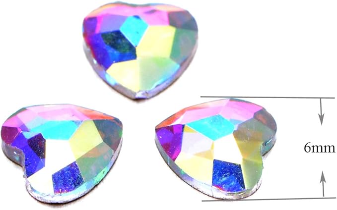 AD Beads Top Czech AB Crystal Flatback Rhinestone Nail Art Decoration Multi Shape (S18 Heart 5x6mm, 100 Pcs)