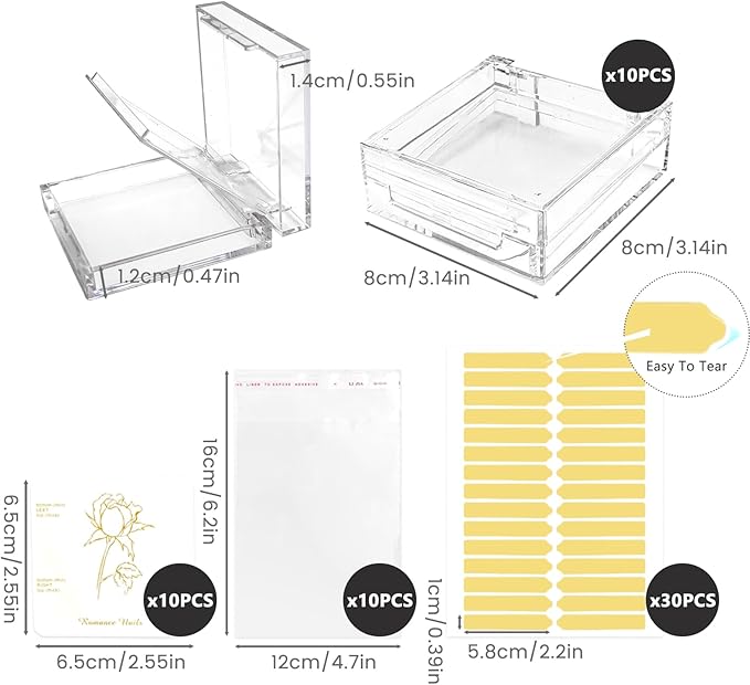 Daily Treasures 10Pcs Press on Nail Boxes, Double Layer Press on Nail Storage, Transparent Acrylic Press on Nail Case with Tape and Storage Bags for Fake Nail,Nail Display