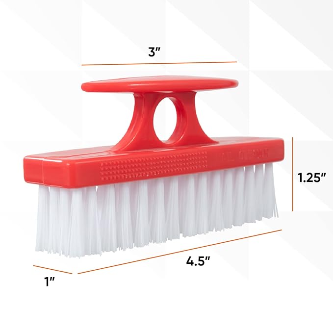 Superio Nail Brush for Cleaning Fingernails, Nail Scrubber Brush, Toe Foot Hands Fingernail Brush Cleaner- Small Scrub Brush- All-Purpose Stiff Cleaning Brush for Home, Kitchen, Work, (2, Blue/Red)