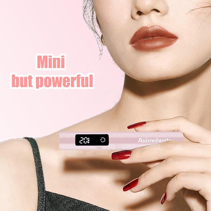 UV Light for Gel Nails, Mini UV Nail Lamp Hand held with Stand, Portable Small Nail Dryer Light for Gel Polish with 3 Timers, Rechargeable Cordless UV Light Nail for Fast Curing, Rose
