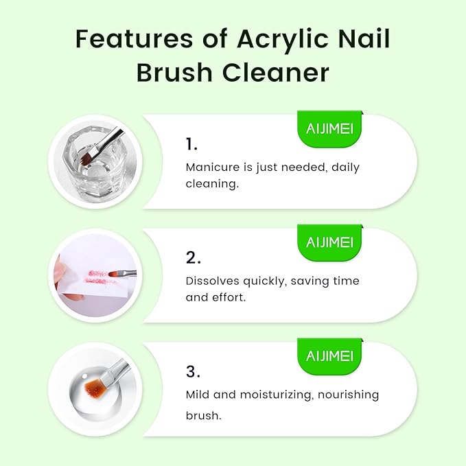 AIJIMEI Uv&Led Gel Cleanser Slip Solution for Poly Nail Gel 120ml & Nail Brush Cleaning Solution for Fast Cleaning Acrylic Nail Brush Cleaner Nail Art Paint Brushes Cleaner