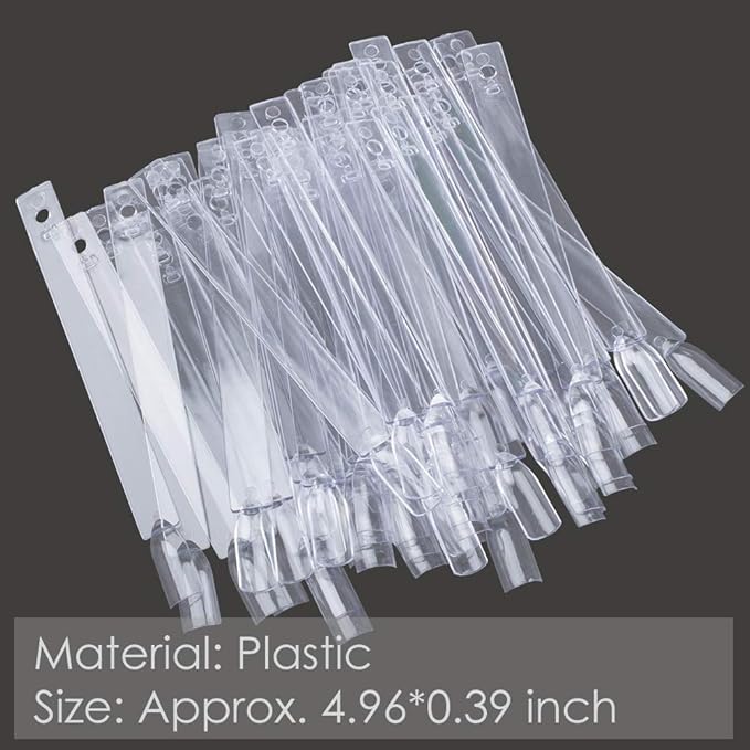 KINGMAS 150 Pcs Nail Swatches Sticks with Ring, Clear Nail Art Color Display False Nail Tips Polish Practice Sticks (1~150 Number Posted)