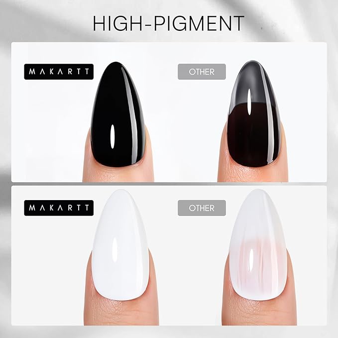 Makartt Gel Nail Polish Kit: Black White Nail Polish Set Noir & Blanc Soak Off Nail Gel Polish LED Required UV Gels Polish Kit Black Nails White Gel Paint for Nail Art Salon Home DIY 2Pcs