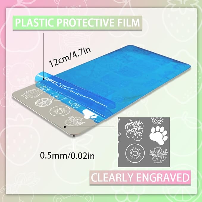 PH PandaHall 3pcs Fruit Nail Stamping Plates Cute Bear Animal Nails Art Stencils Strawberry Pineapple Cherry Nails Image Plates Bows Heart Manicure Art Templates for Women Printing Manicures Salon