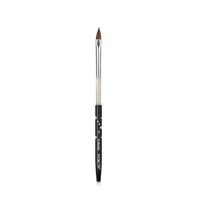 Size 2# Black 100% Kolinsky Sable Acrylic Nail Art Brushes UV Gel Nail Painting Pen Brushes (Size 2)