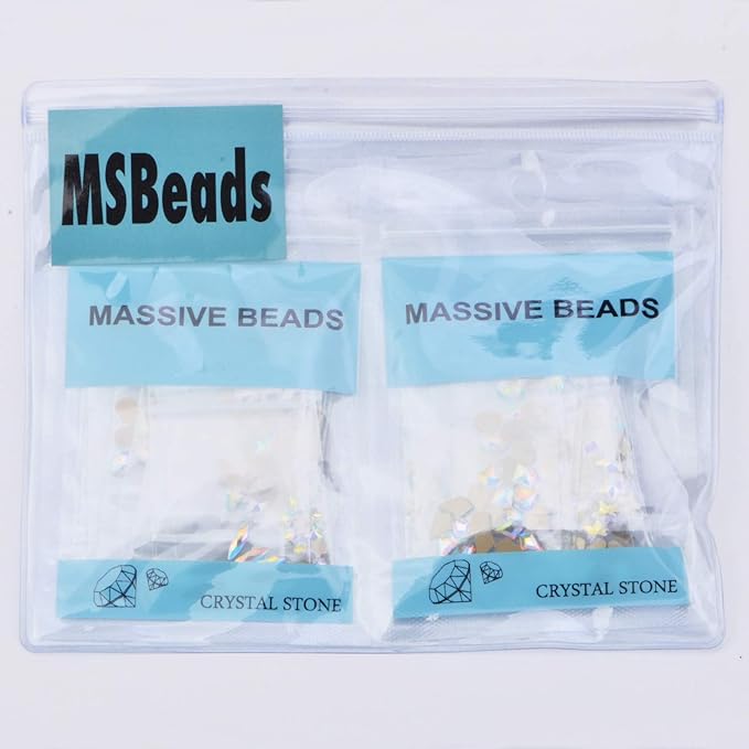 2000Pcs AB Crystal Rhinestones Set (1760pcs+240pcs), Round & Multi-Shape AB Glass Rhinestone, Flatback AB Crystals for Nails, Clothes, Face, Jewelry | Aurora Borealis