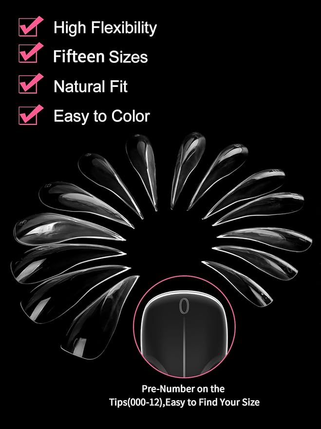 EBANKU Dual Nail Forms for Poly Extension Gel, 150 PCS Clear Eagle Claw Nail Molds Reusable 15 Sizes Hawk Curve Nail Extension Forms for Builder Gel Manicure Design Salon DIY