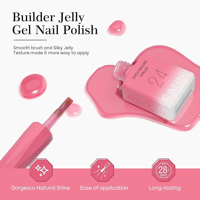 CANNI CF1 Gel Nail Polish Set, 30 Pcs 9 ml Jelly Pink Gel Polish Soak Off LED Natural Nail Polish Set Art Starter Manicure Salon DIY at Home