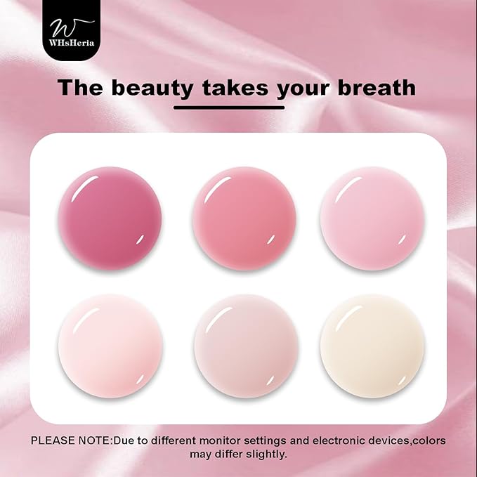 TPO Free Gel Nail Polish Set，6pcs 10ml Rose Light Pink Light Pink Spring Blossom Pink Long-lasting Soak off LED UV Light Suit Give it to Women as a Gift for Daily Life at Home (119-B)