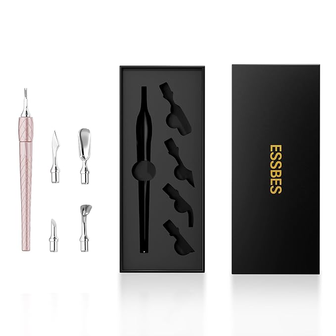 5 in 1 Cuticle Pusher Set with Aluminum Handle Precision Nail Cleaner Remover Tool for Manicure & Pedicure