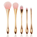 WOKOTO 5pcs Gold Nail Dust Brushes For Acrylic Nails Art Cleaning Brushes Kit Hourglass-Shaped Makeup Brushes Highlighter Brush Loose Powder Eyeshadow Foundation Blush Brushes Dust Nail Brushes Set