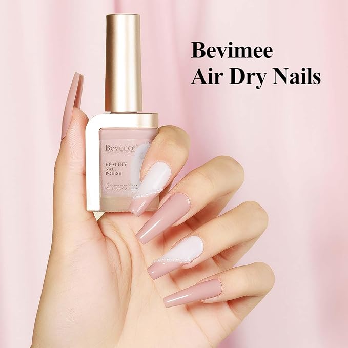 Nude Nail Polish Quick Dry, Natural Sheer Color Nail Lacquer, Long Lasting & Fast Drying, Fingernail Concealer Polish, 12ML for French Manicure Valentine's Day Gift