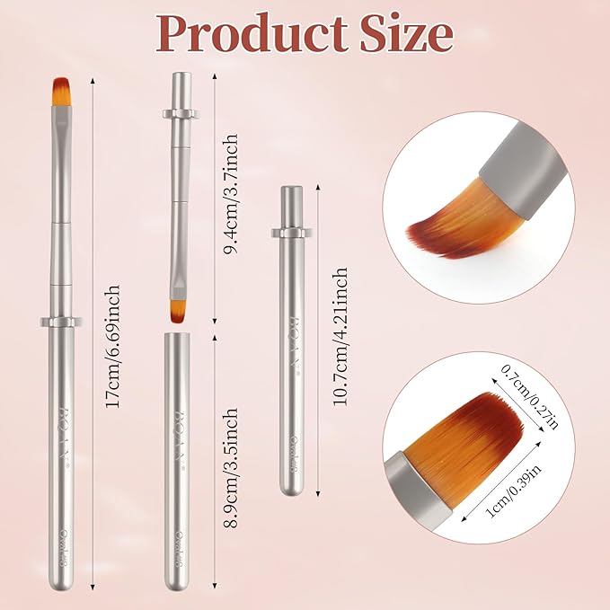 BQAN 1PCS Oval Nail Brush Builder Gel Brush for Poly Nail Gel with Metal Handle Nails Clean up Brushes Manicure Design Pen Salon DIY at Home